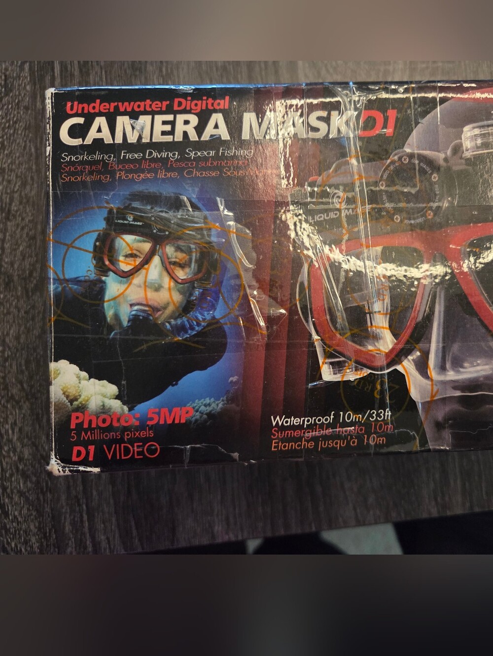 Underwater Digital Camera Mask - Black/Red Waterproof Snorkel Housing